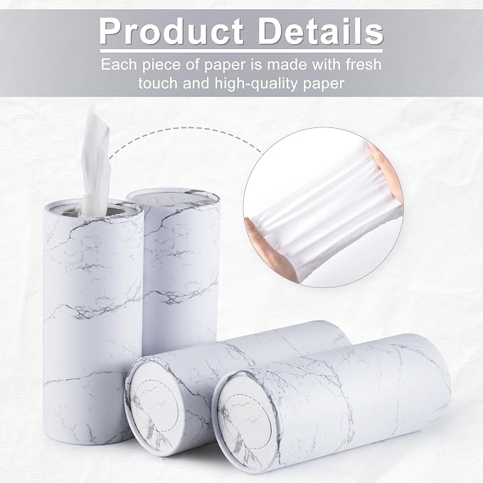 SINGARO Car Tissue Holder, 4 Pack Car Cup Holder Facial Tissues with Travel Tissue Bag, Quick and Convenient Flower Combination Car Tissue Box(4 Canisters/200 Tissues) White - Image 3