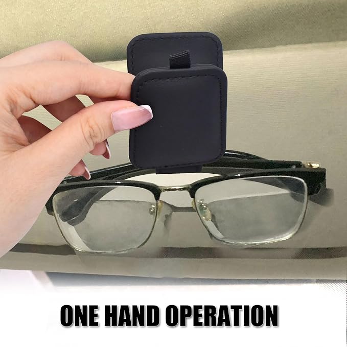 2 Pack Magnetic Leather Car Visor Sunglass Holder | Leather Glasses Eyeglass Hanger Clip for Car, Sunglass Clip Glasses Holder for Car Visor - Image 6