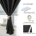 Adhesive Blackout Curtains- Self Stick Shades Window Blinds Curtains No Rod Needed Easy to Hang Curtains, Use for Bedroom, Living Room, Dining Room, Kitchen, Home Office, 47"W X 79"L, Black, 2 Panels - Image 2