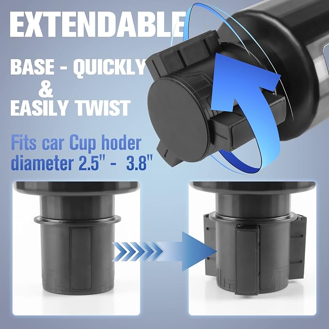 alpmosn Car Cup Holder Expander with Adjustable Base, Large Bottles & Big Drinks Diameter in 3.2"-4.0" Car Interior Accessories Fit for Vehicles, RV's, Trucks - Image 3