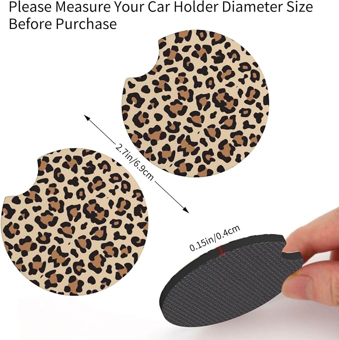 Leopard Cheetah Print Steering Wheel Cover 15 Inch + 2pc car Coasters | Universal Anti-Slip Breathable Animal Print Matching Set for Men Women - Image 7