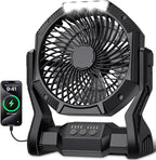 Portable Rechargeable Fan, 20000mAh Battery Powered Camping Fan with LED Light & Hook, 270° Adjustable, 4-Speed, 4H Timer Camping Essentials for Outdoor Tent Travel BBQ Car, Gifts for Men Dad by Unknown