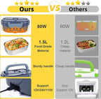 SOHIDA 1.5L Electric Lunch Box Food Heater, 80W Heated Lunch Box (Purple) | Portable Warmer for Car/Truck/Work, 12V/24V/110V Lonchera Eléctrica Portátil, Suitable for Ideal Driver/Work/Gift - Image 4
