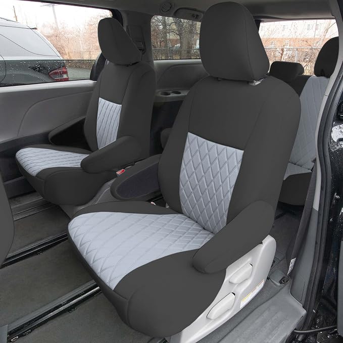 FH Group Custom Fit Car Seat Covers Specifically Made for 2011-2020 Toyota Sienna 7 Seater with Ultraflex Neoprene Water Resistant Automotive Seat Covers - 2nd Row Gray - Image 2