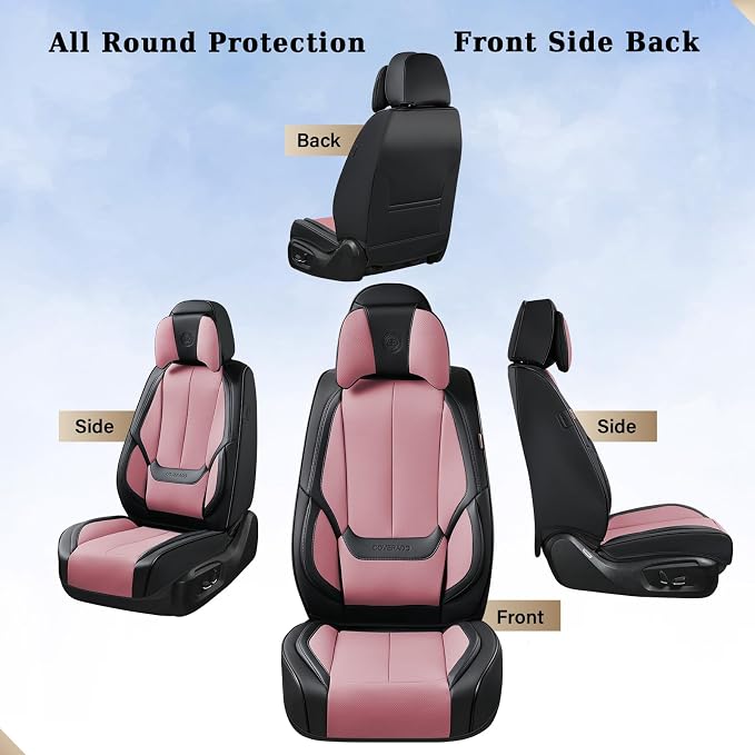 Coverado Car Seat Covers, Seat Covers for Cars, Waterproof Leather Auto Seat Protectors, Leather Car Seat Cushion, Car Interiors Accessories Universal Fit for Most Cars - Image 3