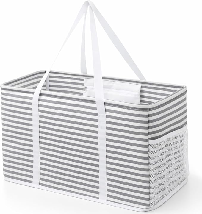 Lifewit Extra Large Tote Bag, Reusable Grocery Bags with Metal Wire Frame and Handles by Lifewit