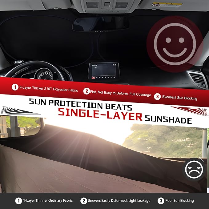 Windshield Sun Shade for 2022 2023 2024 2025 2026 Ford Maverick | Foldable Sun Sunshade for Car Front Window Blocks UV Rays and Heat Automotive Interior Protector Custom Fit Accessories - Image 5