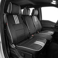 EKR F150 Seat Covers Custom Fit for (2 Door,SuperCab/Extended Cab) 2015-2020 Ford F150 XL/XLT/Lariat & 2017-2022 F250/F350 SuperDuty XL/XLT/Lariat Full Set-Faux Leather(Black with White Trim) by EKR