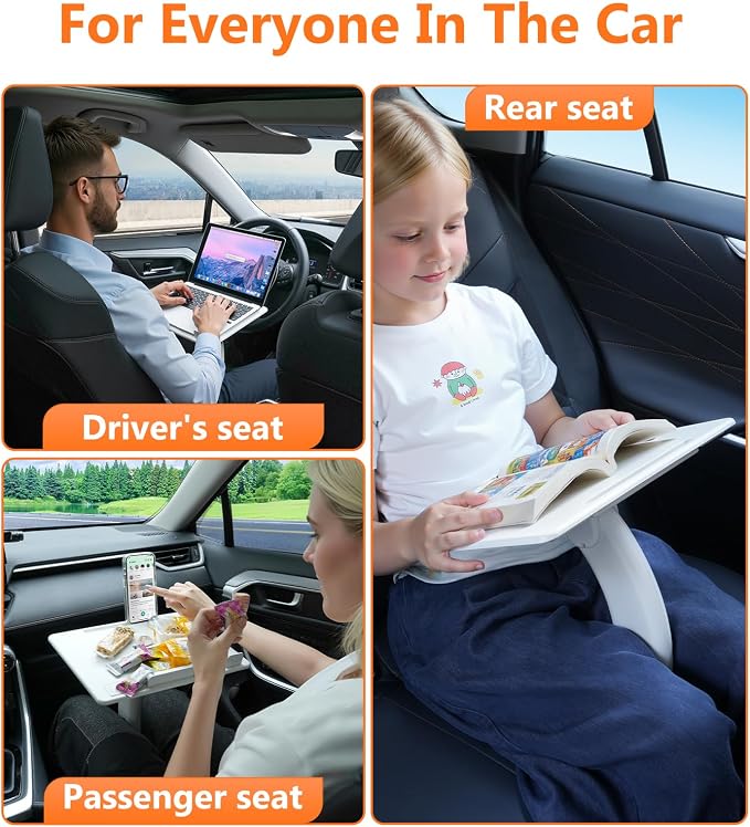 Car Desk for Laptop Tablet iPad Book for Driver Passenger Seat | Detachable Angle Adjustable Car Seat Tray Table, Portable Laptop Stand for Car Vehicle Camping Travel, Easy Operation - Image 2