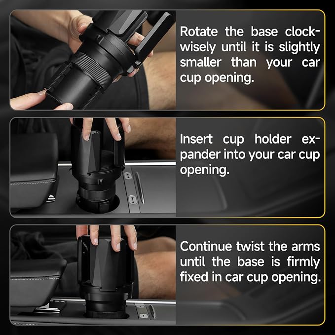 DYLEN Large Cup Holder Expander with Expandable Arms, Fits 2.5-5.9" Bottles | Cup Holder Adapter Fits Owala/YETI/Hydro Flask/Stanley 12–64 oz; Most Large Bottles; Compatible with Round Cup Holders - Image 5