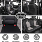 EKR Civic Seat Covers Custom Fit for Honda Civic (Sedan) EX 2022-2024 & Sport/Hybrid Sport 2025-2026(Rear Backrest Split W/Armrest) Car Seat Cover Full Set,Faux Leather(A84-Black+Light Gray) - Image 3