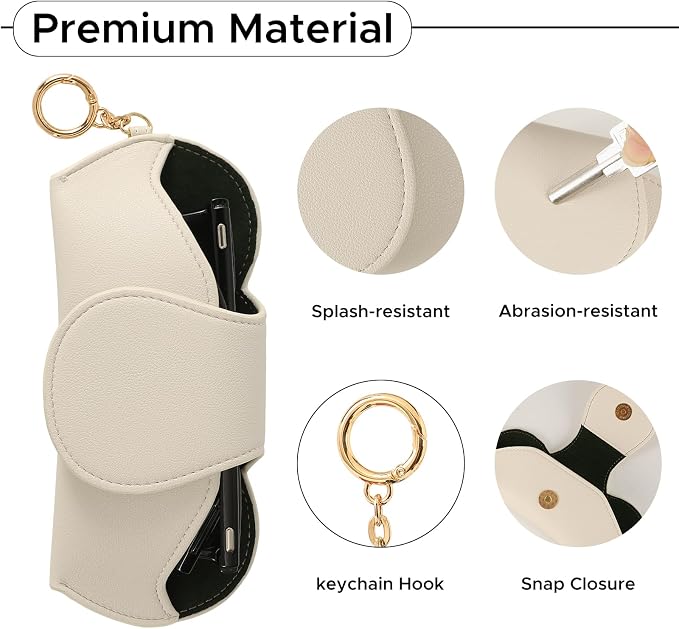 KINIVA Sunglasses Holder for Car Visor with Hanging Hook Portable Leather Glasses Storage Bag with Detachable Clips - Image 5