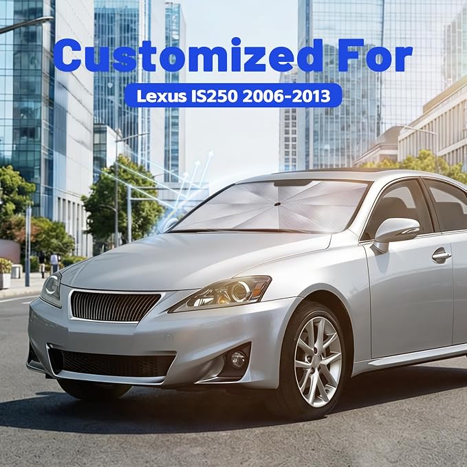 Car Windshield Sun Shade Umbrella for Lexus IS250 2006-2013, 1:1 Fit | [Reflective Coated Fabric] Car Shades Sun Visor Keep Car Cool and Protects Interior, Sunshade Umbrella for Front Window - Image 2