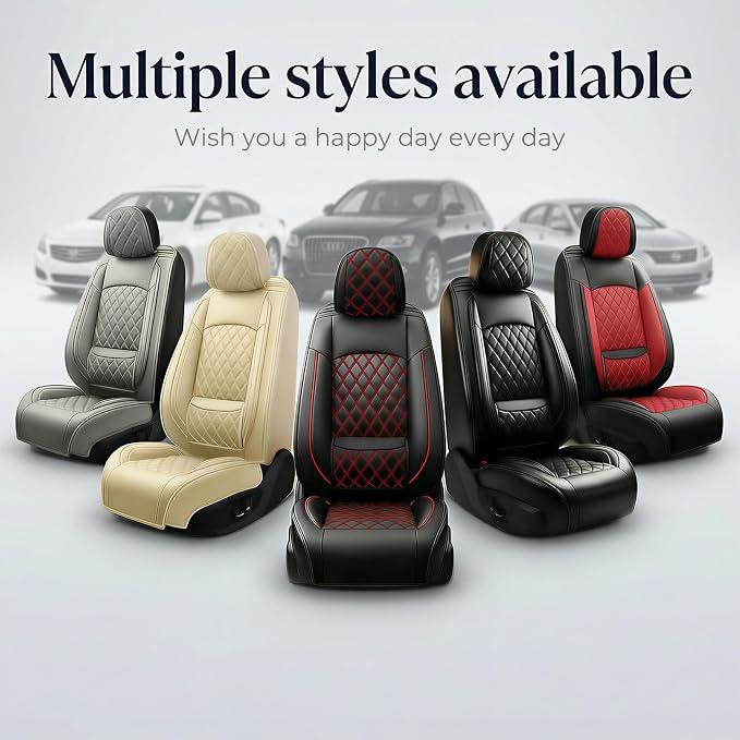 Car Seat Covers Compatible with GMC Terrain 2010-2025 2026 - Waterproof & Breathable Luxury Leather All-Weather Seat Cushions Protectors, Airbag Compatible, Only 2 Front seat Covers (Black) - Image 3