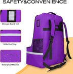 LARIPOP Car Seat Travel Bag for Airplane, Universal Gate Check Car Seat Bag, Padded Backpack with Waist Belt, Reflective Strips & Protective Feet, Fits Infant Convertible Booster Seats, Purple - Image 3