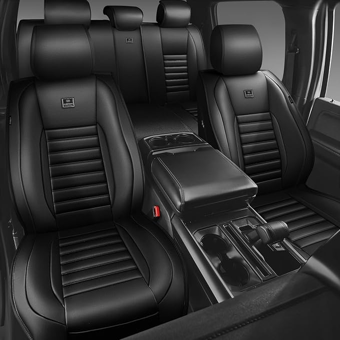 CAR PASS Nappa Leather Car Seat Covers Full Set, Luxury Seat Protector for Cars, Waterproof Anti-Slip Car Seat Cushion Armrest Compatible Airbag Universal for Sedan SUV Pick-up Truck Automotive, Black - Image 6