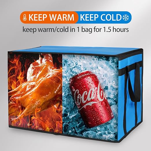 Bodaon 2-Pack Insulated Food Delivery Bag for Hot and Cold Meal, XXX-Large Cooler/Thermal Bags for Commercial Delivery, Grocery Tote Insulation Bag for Catering, Pizza Warmer, Blue - Image 4