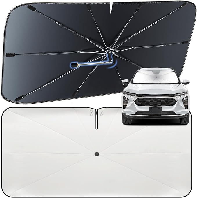 Windshield Sun Shade Umbrella for Chevrolet Trax 2013-2026 Front Window | Heat-Reflective Window Shade, Umbrella Sunshade Cover Blocks Heat, Protects Interior, Vehicle-Specific Precision Fit by Fshaanys