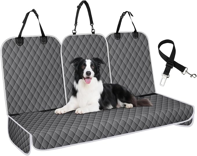 Dog Car Seat Cover for Back Seat, Fits Cars/SUVs/Trucks, M-Charcoal Grey by NECKORY
