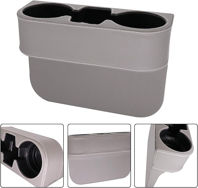 Car Seat Gap Filler Organizer with Cup Holder, Gray - Image 4
