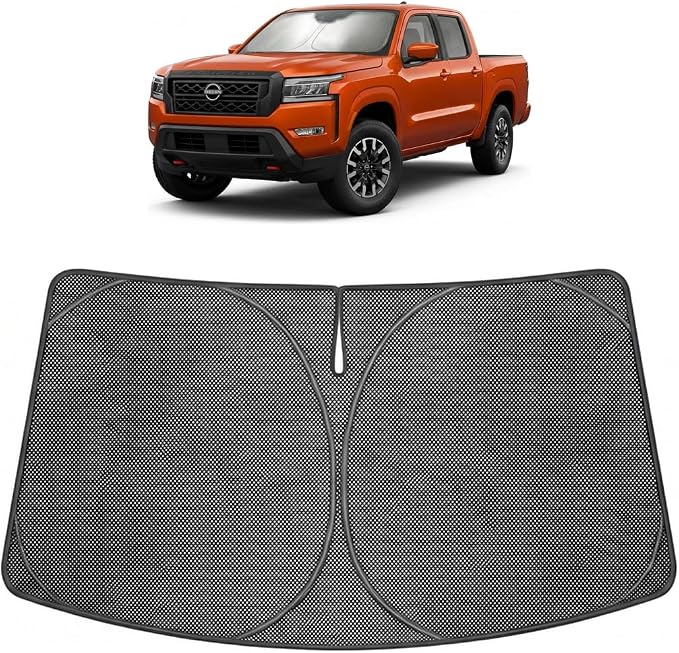 Proadsy Custom Fit Car Windshield Sun Shade for 2022-2026 Nissan Frontier | Ice Crystal Micro-Refraction Blocks 99% UV, Drops Cabin Temp 54°F. Foldable Full Coverage for Summer Parking/Camping Privacy by Proadsy