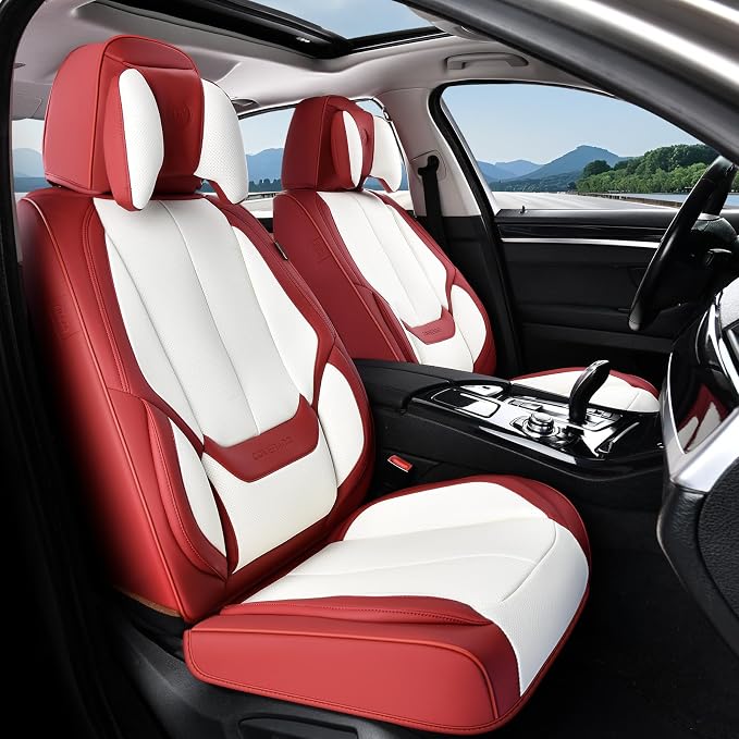 Coverado Car Seat Covers, Seat Covers for Cars, Waterproof Leather Auto Seat Protectors, Leather Car Seat Cushion, Car Interiors Accessories Universal Fit for Most Cars by COVERADOAUTO