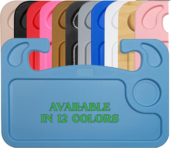 lebogner Steering Wheel Tray, Car Food Trays For Eating, Laptop, Tablet, Or Notebook, Hook On Auto Steering Wheel Desk Table, For Most Vehicles Steering Wheels, Travel Car Accessories, Light Blue by lebogner