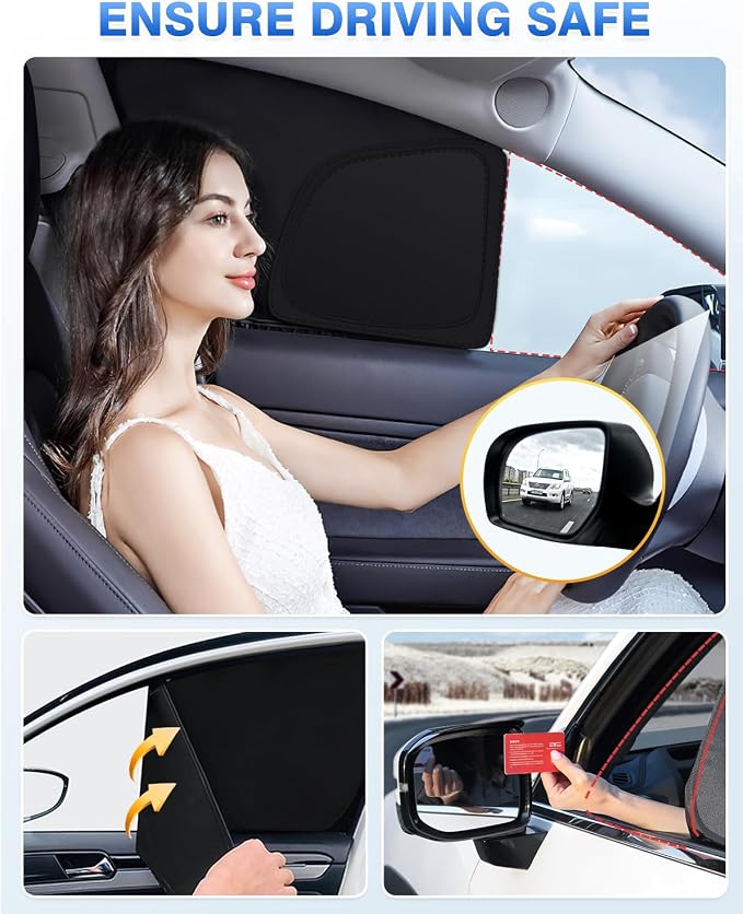 Canvcle Sunshades for Toyota Tacoma 2024 2025 2026 Accessories Windshield Sun Shade Side Rear Window Shade Cover Sun Visor Shield Privacy Protection for Camping Keep Vehicle Cool Black 6PCS - Image 7
