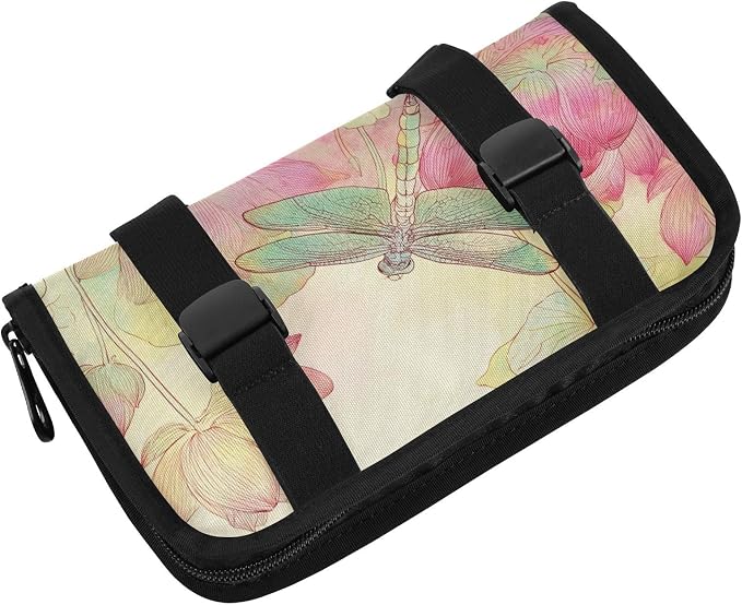 Car Tissue Holder Car Napkin Holder Tissue Box Dispenser Storage Case Sun Visor Mask Holder Accessories with Adjustable Straps Reusable Refillable Dragonfly Lotuses Yellow - Image 2