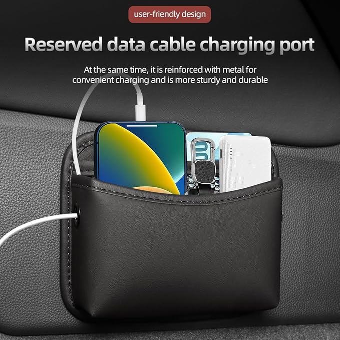 Universal Car Side Pocket Organizer for Car Seat, PU Leather Car Pocket Pouch, Door, Window, Console, Keys Cards Cell Phone Sunglasses Holder for Car, Multifunctional Car Organizer Accessories. - Image 5