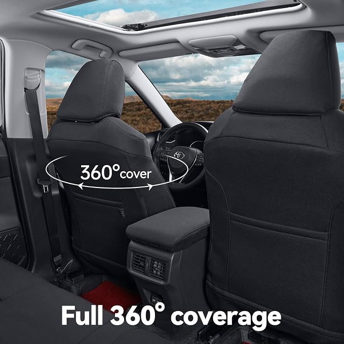 coverdream Full Set Corolla Cloth Seat Covers for 2014-2019 Toyota Corolla L,LE,LE Eco Plus,LE Plus,Fully Covered,UV Resistant,Breathable Polyester Car Seat Protector (Black) - Image 3