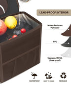 Capolo Car Trash Can with Lid, Leakproof Car Garbage Can Car Trash Bag | Waterproof, Trash Can for Car, 3 Mesh Pockets, Mini Hanging Vehicle Car Trash Bin, for Back/Front Seat (Brown,2.5 Gal) - Image 4
