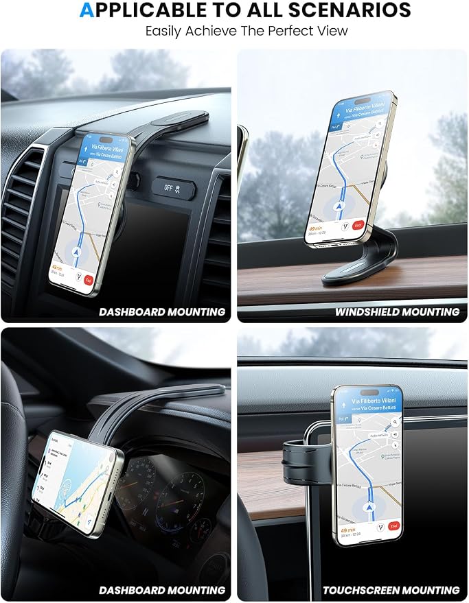 MagSafe Car Mount Detachable, Bendable Magnetic Phone Holder for Car | 8.5” Aluminum Arm, 20 Strong Magnets, 3M hook-and-loop, Dash, Fit iPhone 17 16 15 14 Pro Max Mini Mag Safe Accessories - Image 3