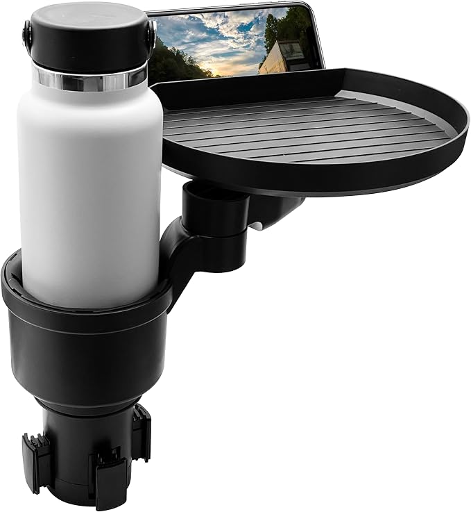 Macally Car Cup Holder Tray and Cup Holder Expander with Phone Slot - Enjoy Your Meal - 9" Car Food Tray Table and Drink Holder for Yeti, Hydroflask, etc. by Macally