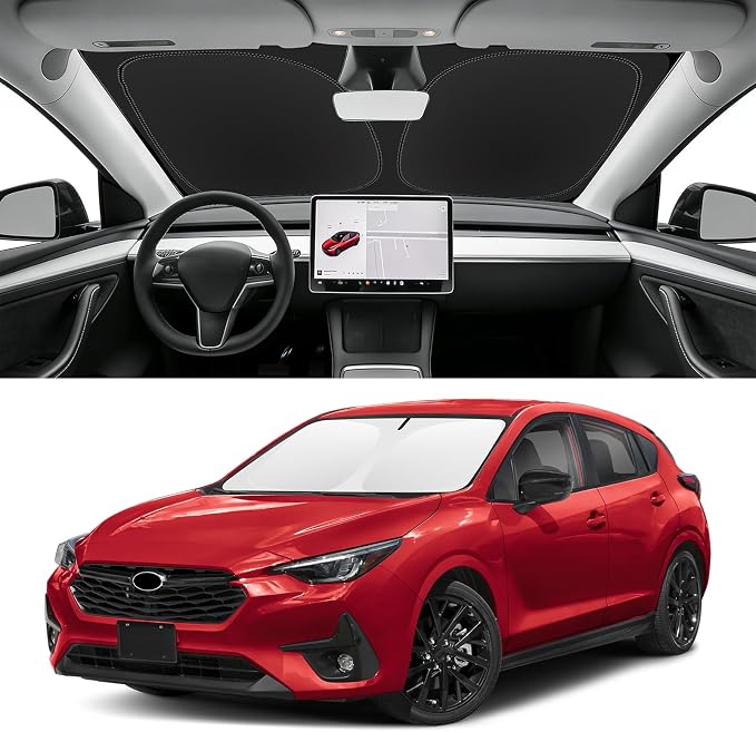 Custom Fit Windshield Sun Shade for Subaru Impreza 2017-2023 | Blocks UV Rays and Sun Heat, Helps Reduce Interior Temperature, Protects Dashboard from Fading, Folds Easily for Storage by SLOGENTO