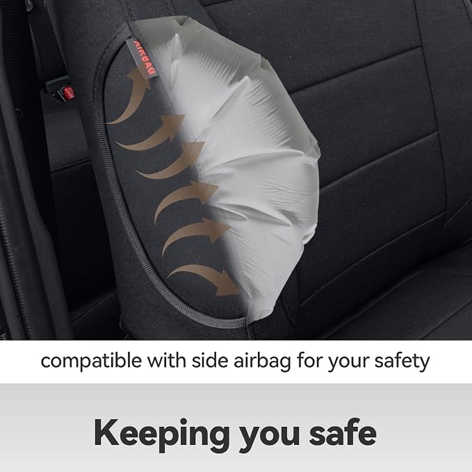 coverdream Forester Seat Covers Custom Fit for 2019-2024 Subaru Forester SUV Seat Cushion,Fully Covered,Airbag Compatible UV-Resistant Polyester Car Seat Protector(Full Set,Black) - Image 3