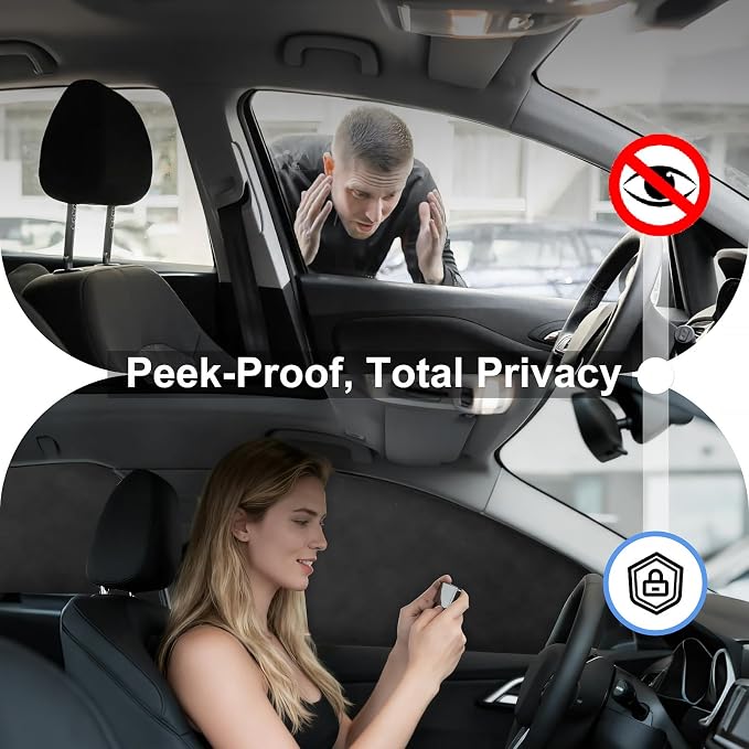 XCBYT Magnetic Car Window Covers for Privacy, 100% Blackout Soft Suede | Magnetic Fits steel frames only. blocks 100% light to keep cars cool. Ideal for breastfeeding, baby naps, or car camping - Image 2