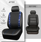 CAR PASS Bling Diamond Car Seat Covers Full Set, Shining Rhinestone Waterproof Faux Leather, Rear with Zipper, Universal Fit Automotive Glitter Crystal Sparkle Strips for Cute Women Girl, Blue - Image 5