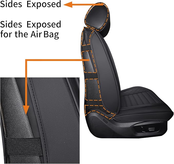 Universal Seat Covers for Cars Waterproof Leather Full Set, Black | Compatible with Toyota Corolla Honda Civic Accord Nissan Altima Sentra Rogue Kia Hyundai VW Subaru Acura RDX Ford - Image 4