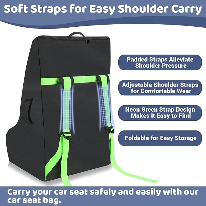 Car Seat Bags For Airplane Travel, 600D Thickening Oxford Cloth Durable Car Seat Travel Bag For Air Travel Carseat Cover with Shoulder Straps and 2pcs Luggage Tags For Airplane - Image 6