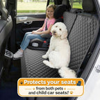 Dog Car Seat Cover for Back Seat, 60/40 Split with Armrest Access | 52" Wide • Water-Resistant Oxford • Non-Slip Backing • Black • Family Cars, Compact SUVs & Compact MPVs - Image 6