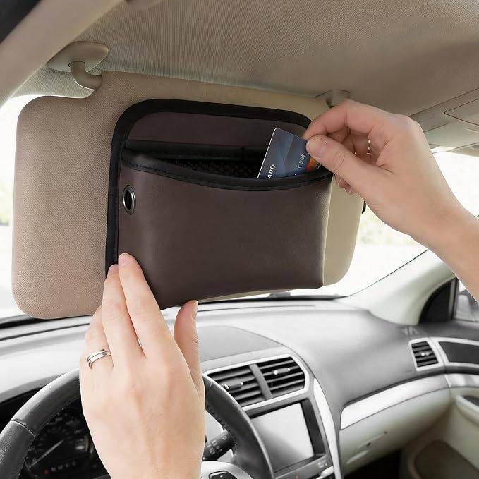 Car Seat Side Pocket Organizer, Multifunctional Leather Console Side Storage Pouch with Card Holder, Waterproof Phone & Sunglasses Pocket Bag for Car Door Seat Console (Brown) - Image 6
