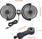 Car Fan USB Powered for Baby Backseat with 3 Speed Separately Controlled | Dual-Head Back seat Fan,Quiet Brushless Motor,360°Rotatable,5V/2A,Air Circulation For Van Truck SUV RV Backrests - Image 8
