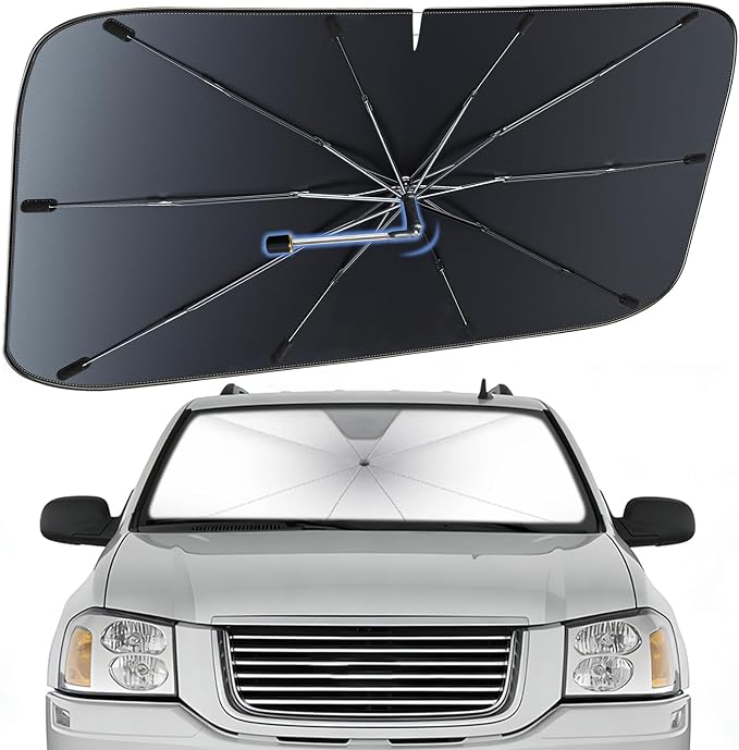 Windshield Sun Shade Umbrella for GMC Envoy 1996-2009 Front Window Shield | Heat-Reflective Window Shade, Umbrella Sunshade Cover Blocks Heat, Protects Interior, Vehicle-Specific Precision Fit by Fshaanys