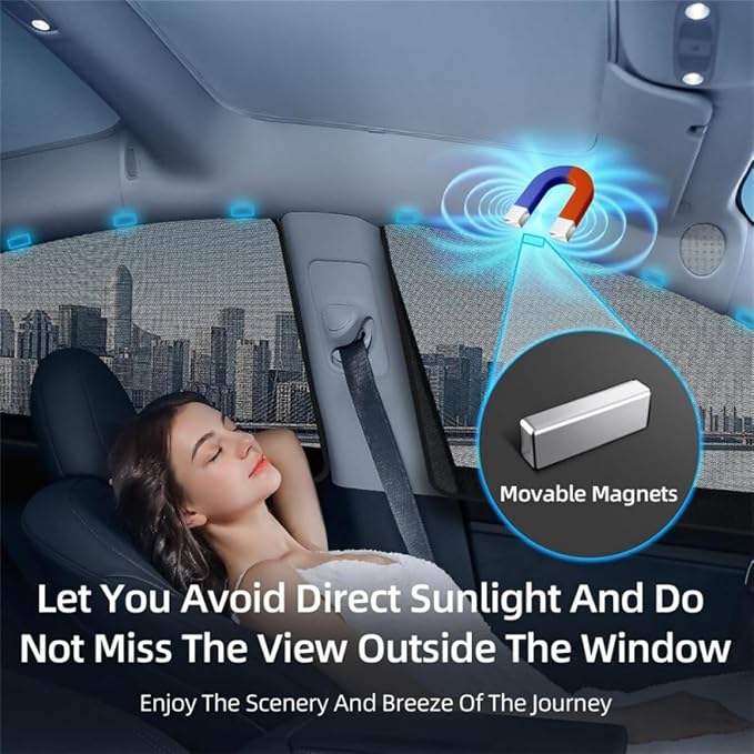 Mesh Car Side Window Shades with Magnets,Block UV Protection Cars Privacy Shades,Privacy Curtains for Napping Mosquito Repelling,Front Window Covers for Car - Image 2