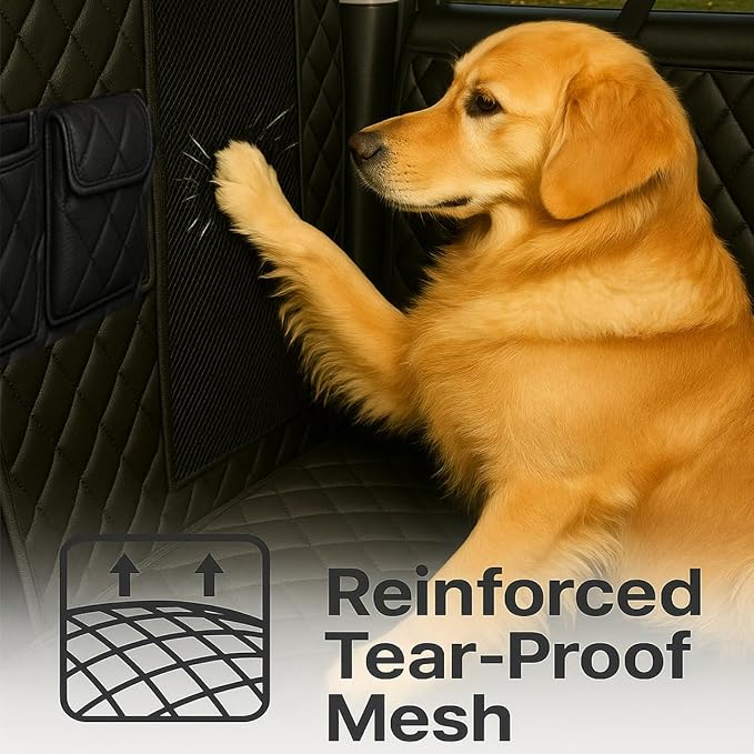 fidozen Dog Car Seat Cover, Waterproof Hammock with Pocket, Standard, Black | Waterproof, breathable hammock protects seats from fur, dirt & scratches; machine washable with storage pocket, standard fit. - Image 6