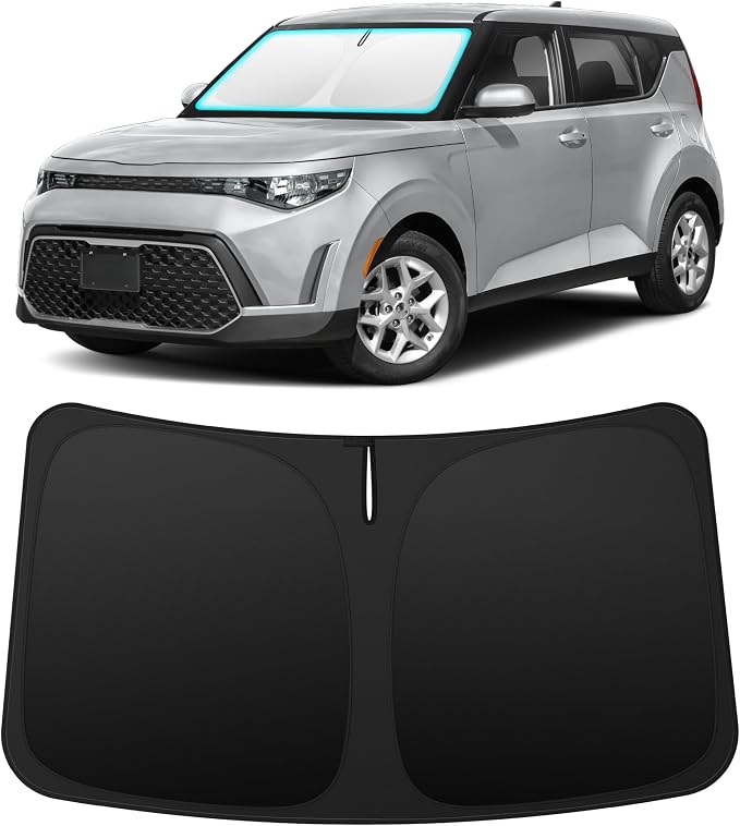 INSAUTO Custom Fit Windshield Sun Shade for Kia Soul 2020-2025 | Foldable Front Window Sunshade Car Accessories, UV & Heat Reflector, Keeps Interior Cool, Includes Storage Bag by INSAUTO