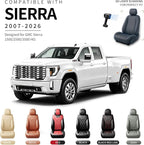 Seat Covers Fit for GMC Sierra 1500/2500/3500 HD 2007-2025,Premium Leather, Waterproof, All-Weather, Airbag Compatible, Breathable, Seat Protectors, Full Set, Brown - Image 3