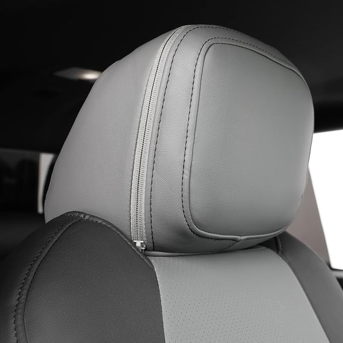 Front Tacoma Seat Covers Custom Fit for 2024-2026 Toyota Tacoma SR,SR5,TRD Sport,TRD Off-Road,Limited Truck,Fully Covered Waterproof Leather Car Seat Protector (Front Row Only,Black/Gray) - Image 6