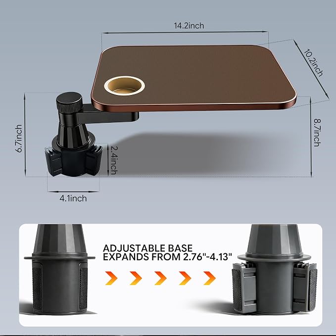 Car Tray & Desk for Laptop, Dual 360° Rotating, Anti-Slip Leather Surface, Steering Wheel Tray, Car Accessories- Compatible with Tesla Model Y/3/S, Ford F150/Explorer/Most Vehicles (Brown) - Image 6